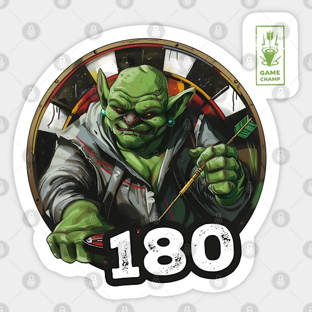 Darts 180 Onehundredandeigthy Green Game Champ Sticker by Adam Brooq